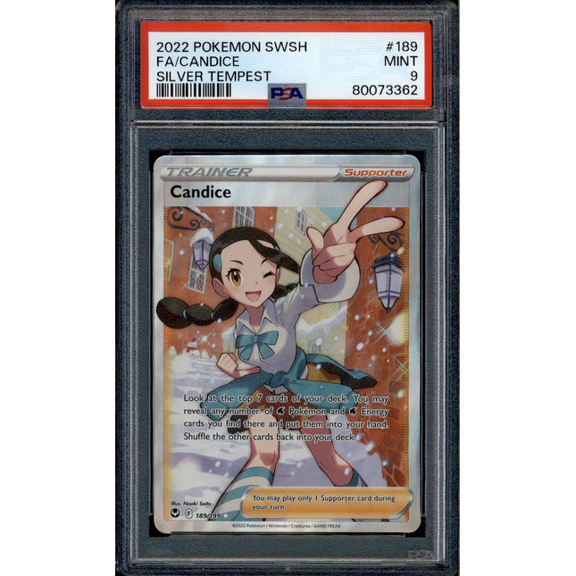 Candice - 189/195 - PSA 9 - Full Art - Silver Tempest - Pokemon - 73362