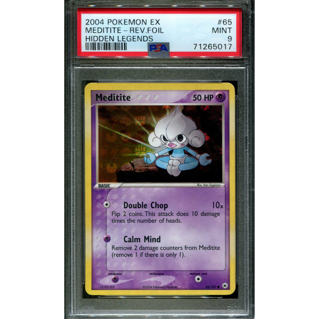 Meditite - 65/101 - PSA 9 - Reverse Holo - Hidden Legends - Pokemon - 65017