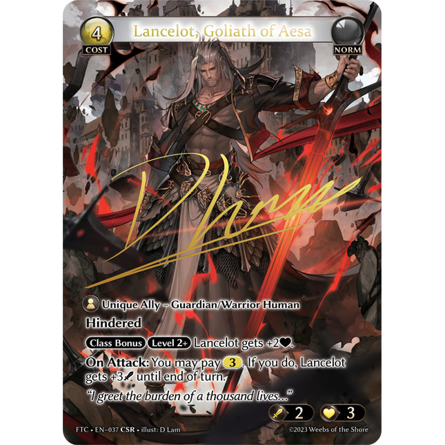 Lancelot, Goliath of Aesa - FTC EN-037 - x1 - SR - NM - CSR - Grand Archive TCG