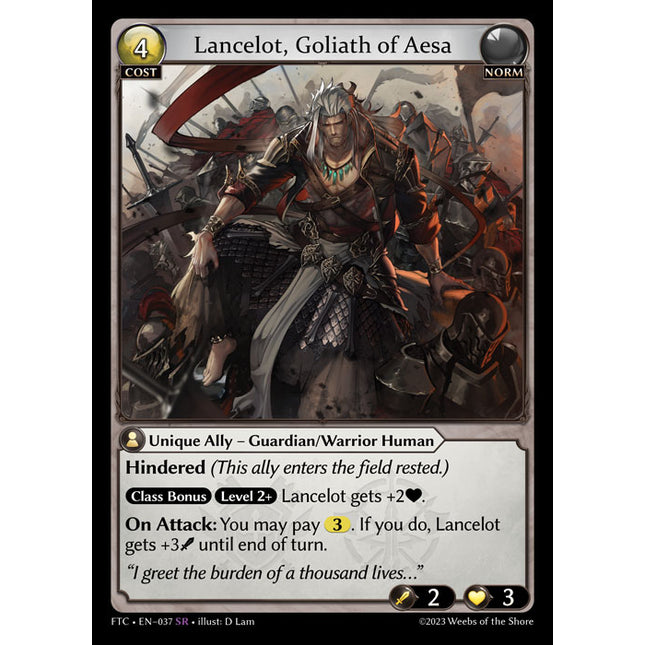 Lancelot, Goliath of Aesa - FTC EN-037 - x1 - SR - NM - Non-Foil - Grand Archive TCG