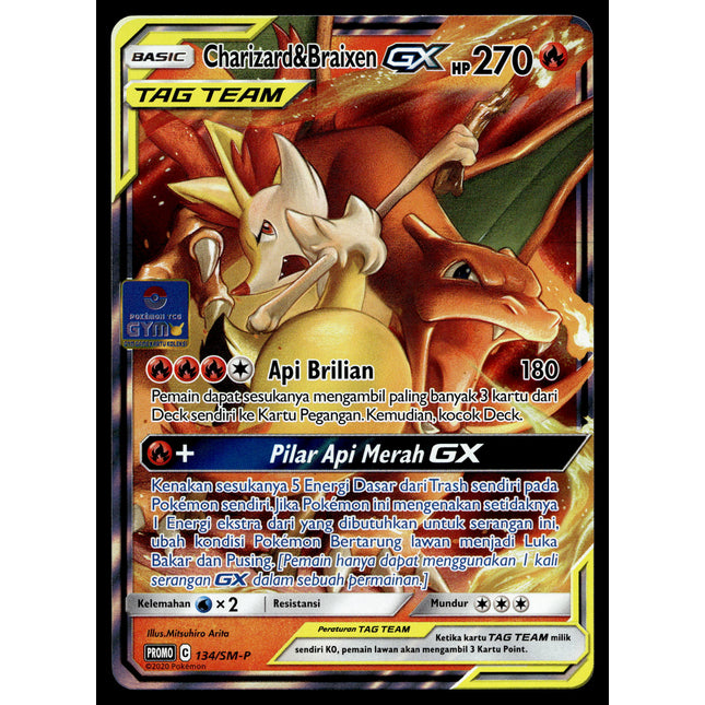 Charizard & Braixen GX - 134/SM-P - PSA NM - Indonesian - Promo - Pokemon - A1-88