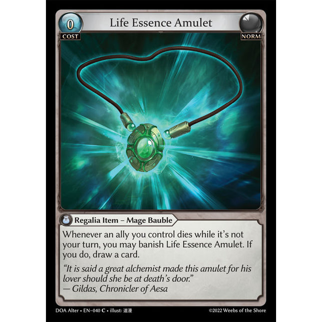 Life Essence Amulet - DOA Alter EN-040 - x4 - Common - Near Mint - Non-Foil - Grand Archive TCG