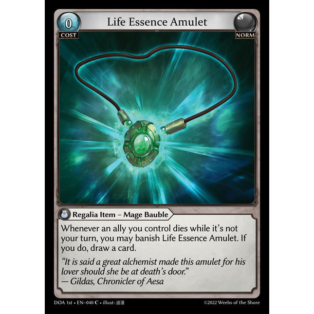 Life Essence Amulet - DOA 1st EN-040 - Common - Near Mint - Foil - Grand Archive TCG
