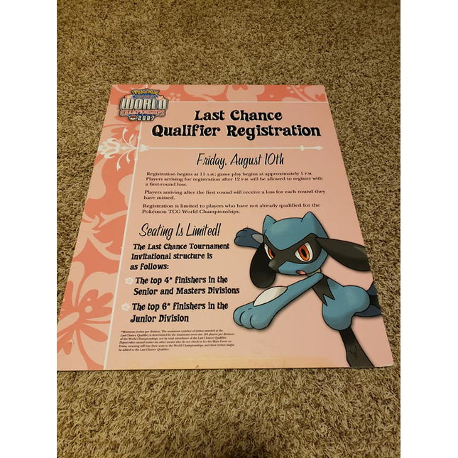 Riolu - Pokemon World Championships 2007 - Styrofoam Poster - 22"x28"