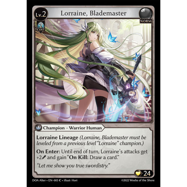 Lorraine, Blademaster - DOA Alter EN-005 - x4 - Common - Near Mint - Non-Foil - Grand Archive TCG