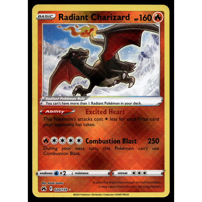 Radiant Charizard - 020/159 - NM - Ultra Rare - Crown Zenith - Pokemon - A7-64