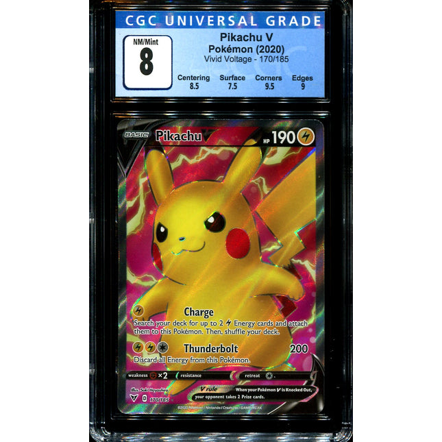 Pikachu V - 170/185 - CGC 8 - Full Art - Vivid Voltage - Pokemon - 28314