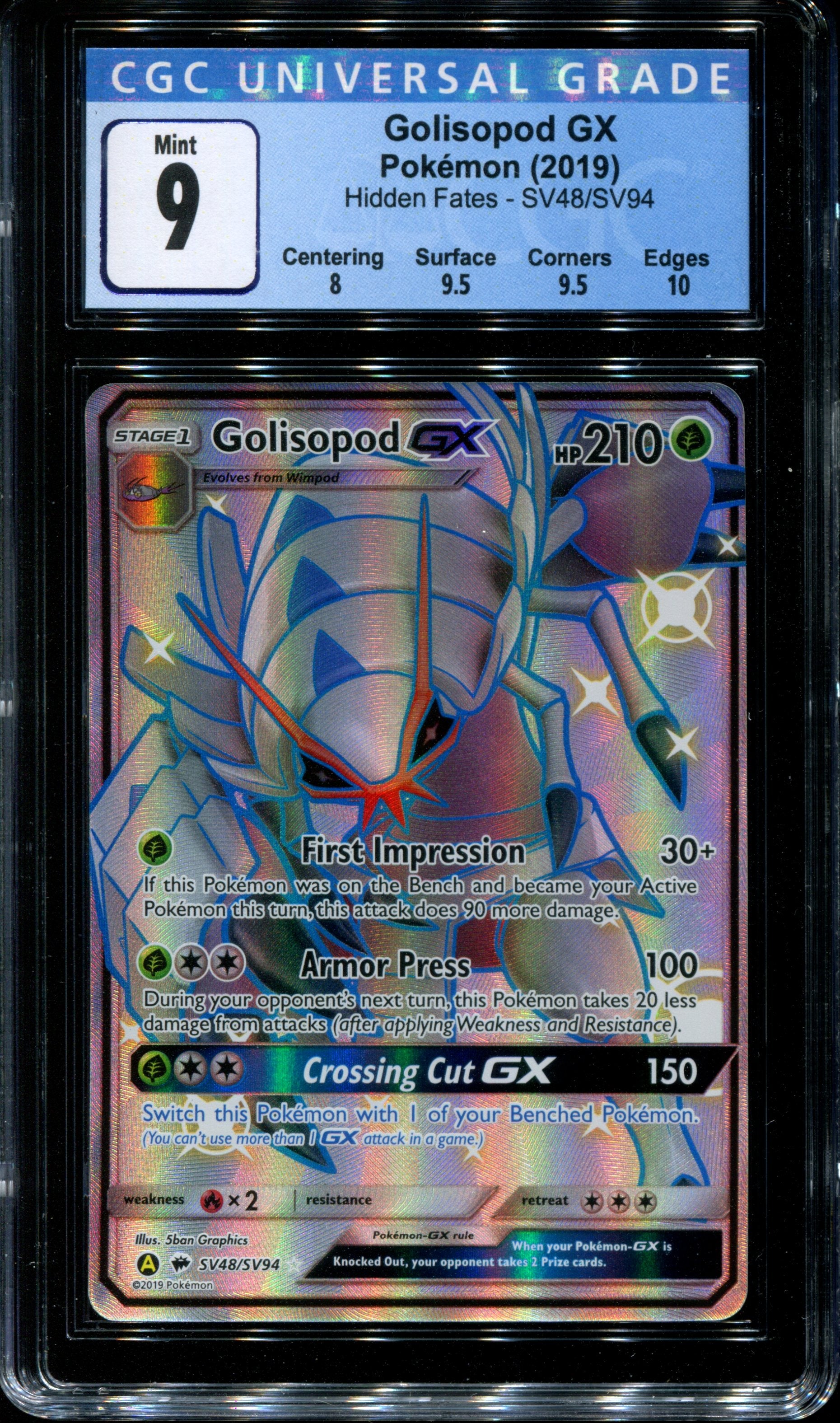 Golisopod GX - SV48/SV94 - CGC 9 Mint - Hidden Fates - 02229 Squeaks Game World Golisopod GX - SV48/SV94 - CGC 9 Mint - Hidden Fates - 02229 Squeaks Game World