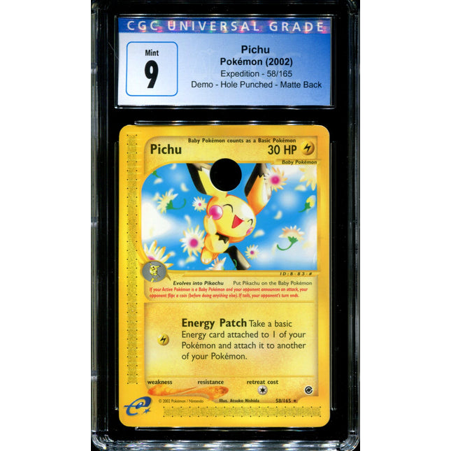 Pichu - 58/165 - CGC 9 - Expedition - Demo - Hole Punched Matte Back - Pokemon - 91087