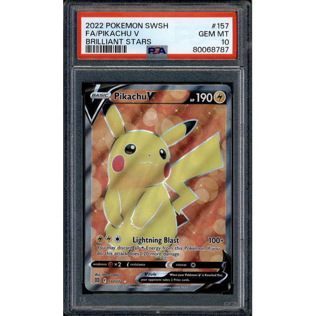 Pikachu V - 157/172 - PSA 10 - Full Art - Brilliant Stars - Pokemon - 68787
