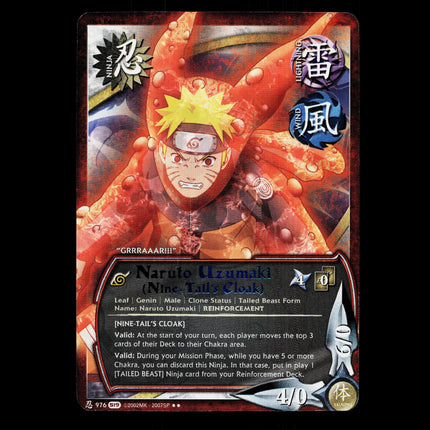Naruto Uzumaki (Nine-Tail's Cloak) - 976 - NM - 1st Edition - S19 - Naruto CCG - D4-138