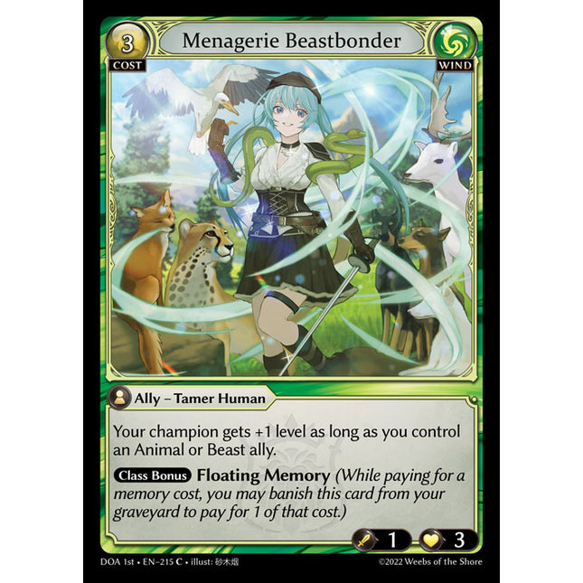 Menagerie Beastbonder - DOA 1st EN-215 - Common - Near Mint - Foil - Grand Archive TCG
