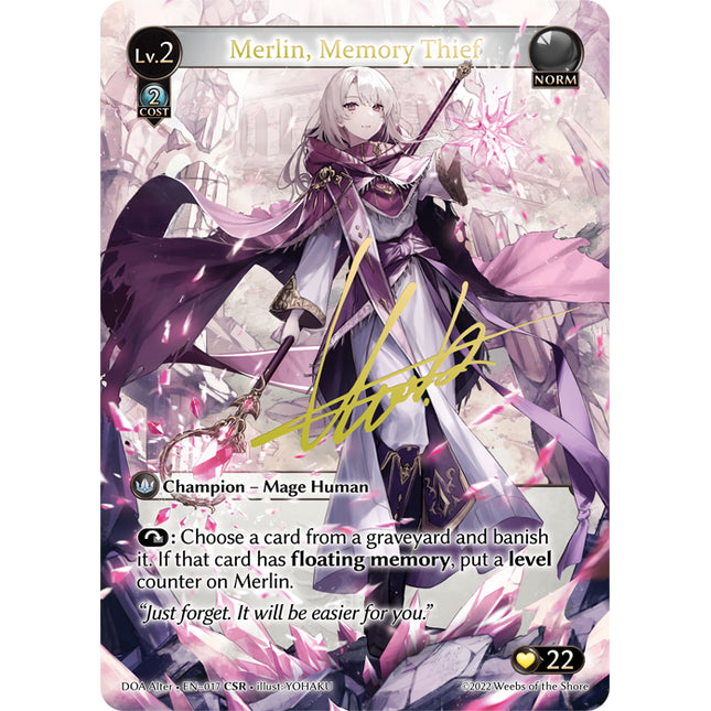Merlin, Memory Thief - DOA Alter EN-017 - CSR - Near Mint - Foil - Grand Archive TCG