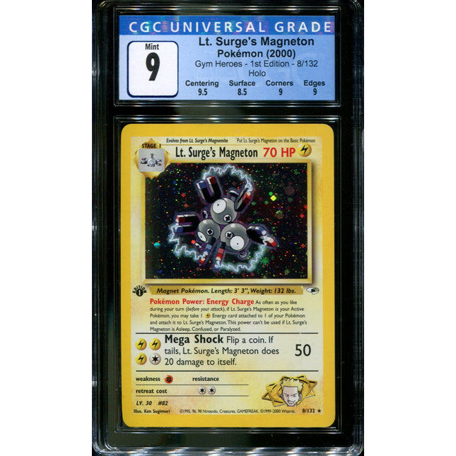 Lt. Surge's Magneton - 8/132 - CGC 9 - 1st Edition - Gym Heroes - Pokemon - 48023