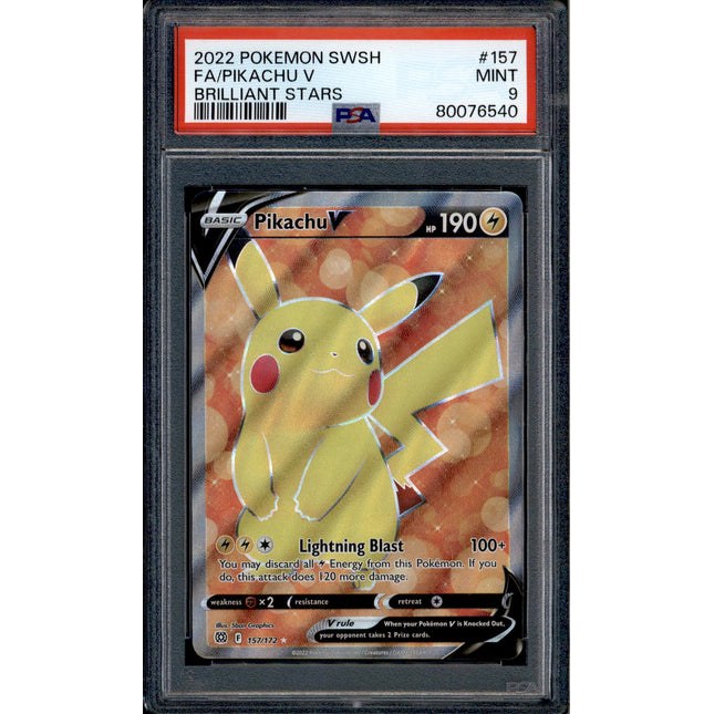 Pikachu V - 157/172 - PSA 9 - Full Art - Brilliant Stars - Pokemon - 76540
