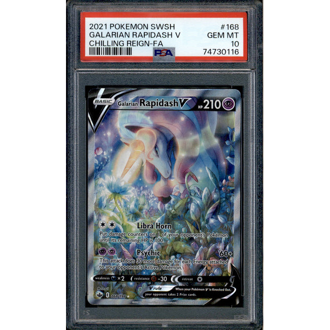 Galarian Rapidash V - 168/198 - PSA 10 - Alt Art - Chilling Reign - Pokemon - 30116
