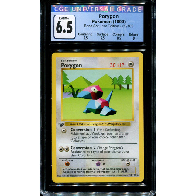 Porygon - 39/102 - CGC 6.5 - 1st Edition Shadowless - Base Set - Pokemon - 65034