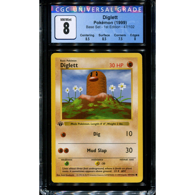 Diglett - 47/102 - CGC 8 - 1st Edition - Base Set - Pokemon - 38118