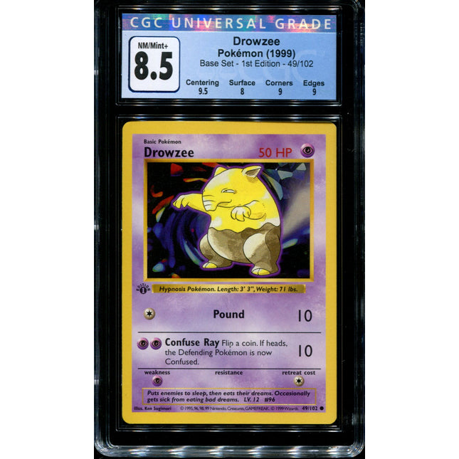 Drowzee - 1st Edition - 49/102 - CGC 8.5 - Base Set - Pokemon - 65017