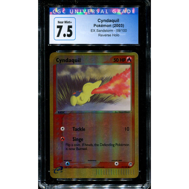 Cyndaquil - 59/100 - CGC 7.5 - Reverse Holo - Ex Sandstorm - Pokemon - 54223