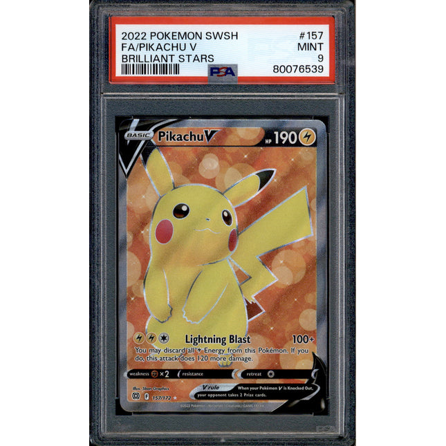 Pikachu V - 157/172 - PSA 9 - Full Art - Brilliant Stars - Pokemon - 76539