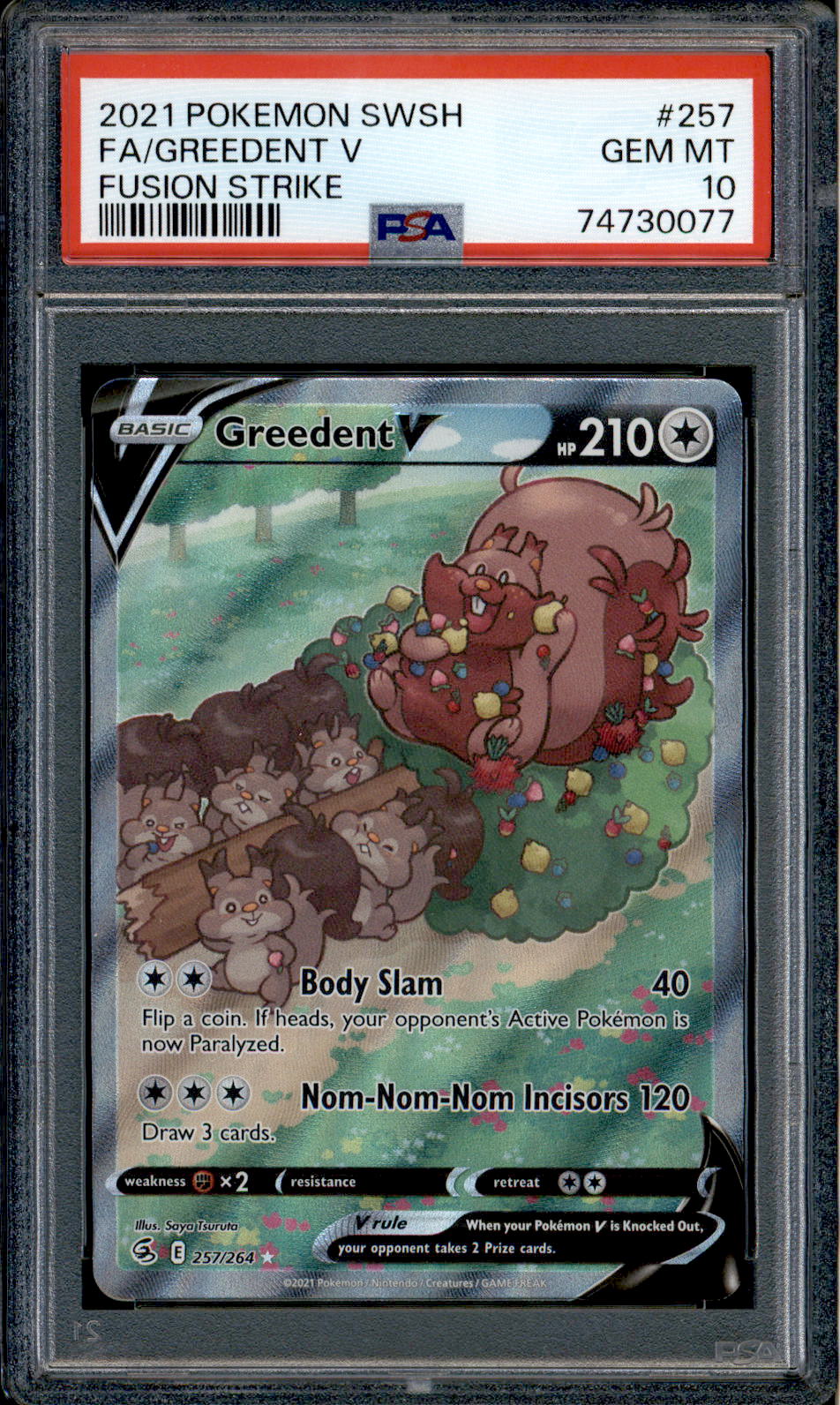 Greedent V - 257/264 - PSA 10 - Alt Art - Fusion Strike - Pokemon - 30 Squeaks Game World Greedent V - 257/264 - PSA 10 - Alt Art - Fusion Strike - Pokemon - 30 Squeaks Game World