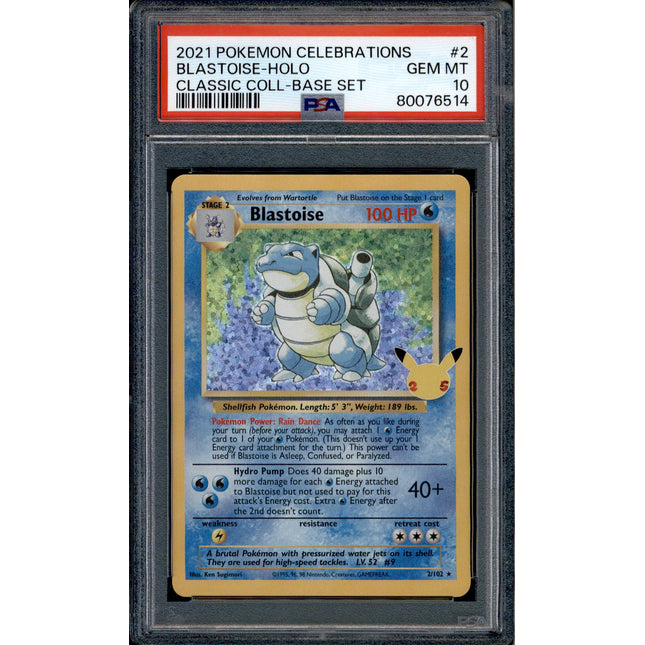 Blastoise - 2/102 - PSA 10 - Holo - Celebrations - Pokemon - 76514