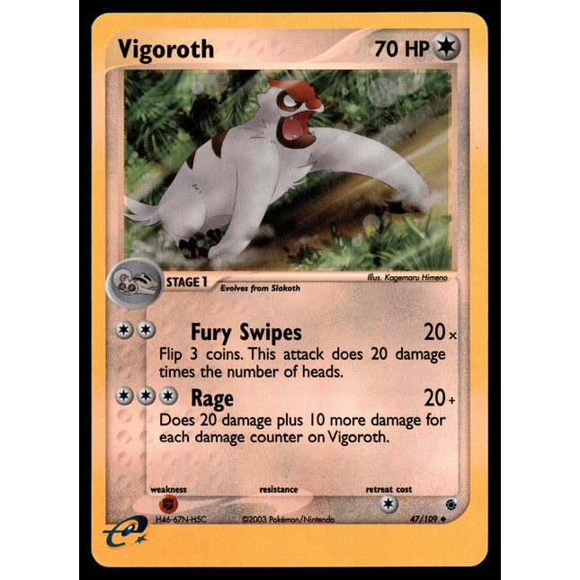 Vigoroth - 47/109 - NM - Reverse Holo - Ruby & Sapphire - Pokemon - A9-40