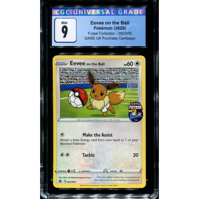 Eevee on the Ball - 002/005 - CGC 9 - Futsal Collection - UK Game Promo - Pokemon -  15055