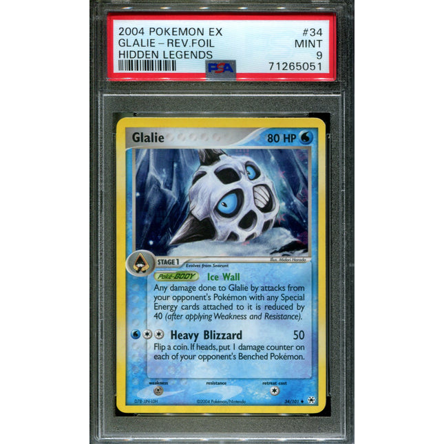 Glalie - 34/101 - PSA 9 - Reverse Holo - Hidden Legends - Pokemon - 65051