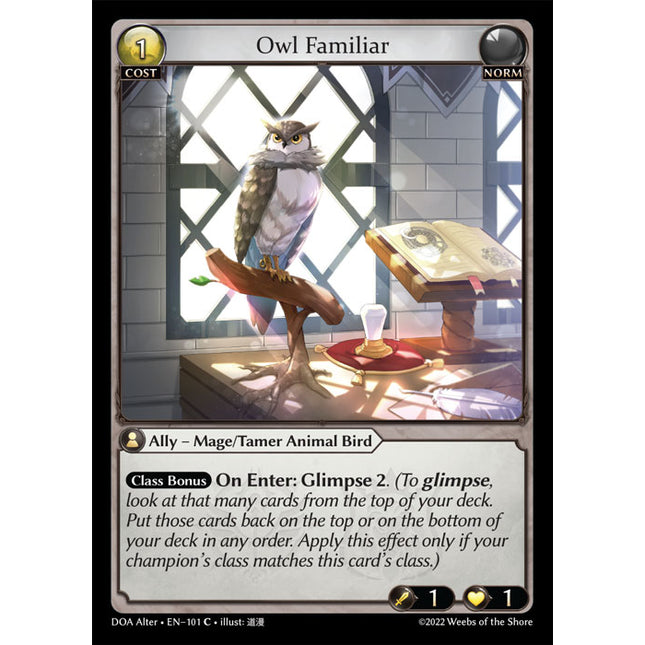 Owl Familiar - DOA Alter EN-101 - x4 - Common - Near Mint - Non-Foil - Grand Archive TCG