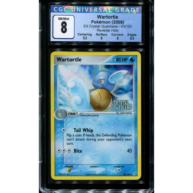 Wartortle - 43/100 - CGC 8 - Reverse Holo - Crystal Guardians - 36739