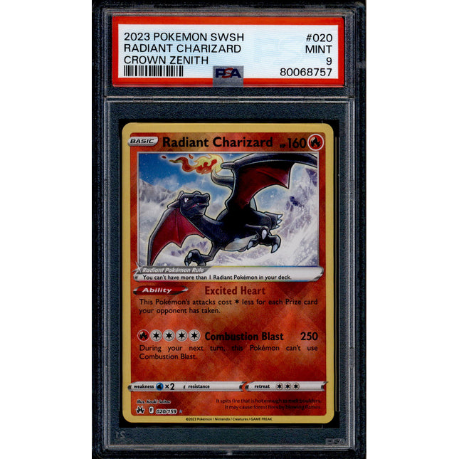 Radiant Charizard - 020/159 - PSA 9 - Holo - Crown Zenith - Pokemon - 68757