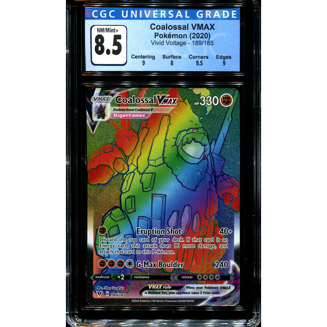 Coalossal Vmax - 189/185 - CGC 8.5 - Hyper Rare - Vivid Voltage - Pokemon - 28297