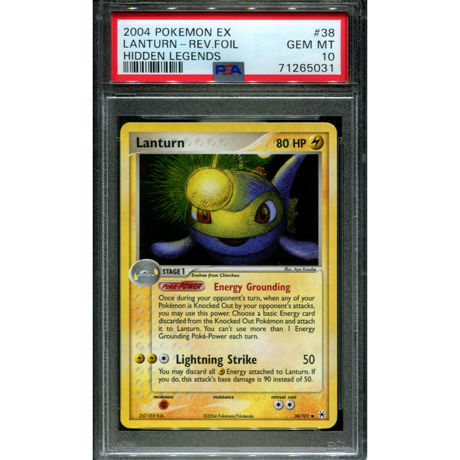Lanturn - 38/101 - PSA 10 - Reverse Holo - Hidden Legends - Pokemon - 65031