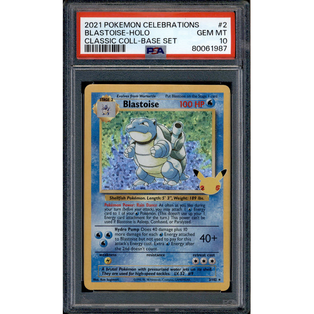 Blastoise - 2/102 - PSA 10 - Holo - Celebrations - Pokemon - 61987