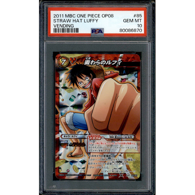 Straw Hat Luffy - 85/85 - PSA 10 - Miracle Rare - Miracle Battle Carddass - One Piece - 86870