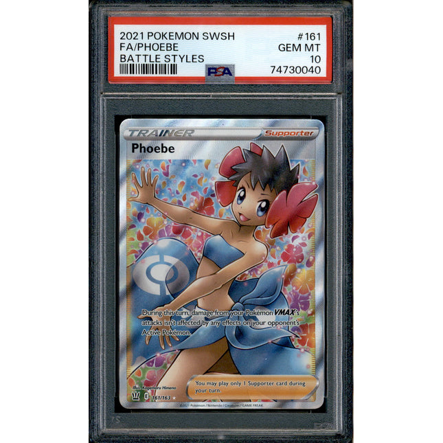 Phoebe - 161/163 - PSA 10 - Full Art - Battle Styles - Pokemon - 30040
