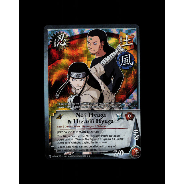 Neji Hyuga & Hizashi Hyuga - us084 - NM - 1st Edition - Foil - Naruto CCG - D4-366