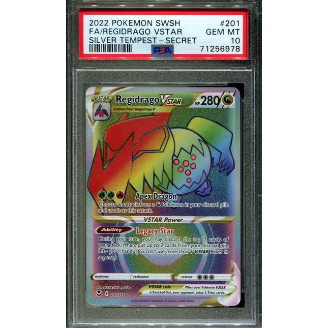 Regidrago Vstar - 201/195 - PSA 10 - Secret Rare - Silver Tempest - Pokemon - 56978