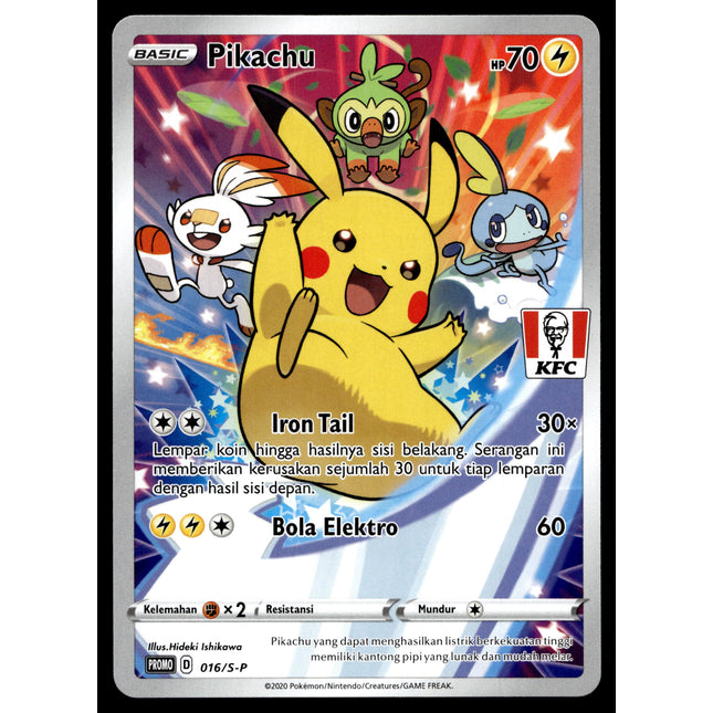 Pikachu - 016/S-P - PSA NM - Indonesian - KFC - Promo - Pokemon - A1-55