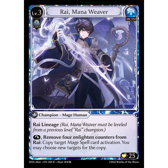 Rai, Mana Weaver - DOA Alter EN-009 - x4 - Common - Near Mint - Non-Foil - Grand Archive TCG