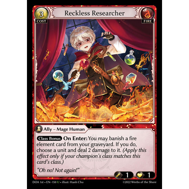 Reckless Researcher - DOA 1st EN-150 - Uncommon - Near Mint - Foil - Grand Archive TCG
