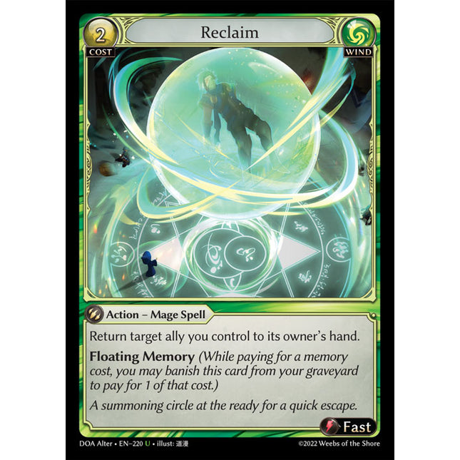 Reclaim - DOA Alter EN-220 - x1 - Uncommon - Near Mint - Non-Foil - Grand Archive TCG