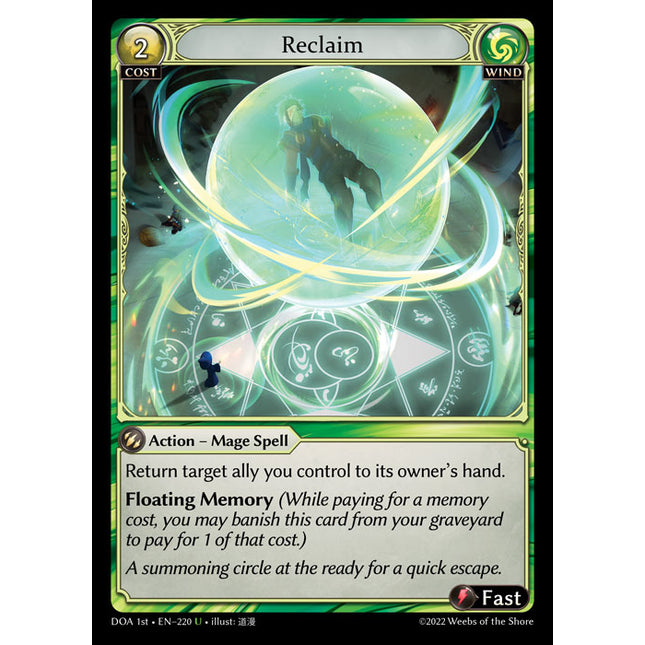 Reclaim - DOA 1st EN-220 - Uncommon - Near Mint - Non-Foil - Grand Archive TCG