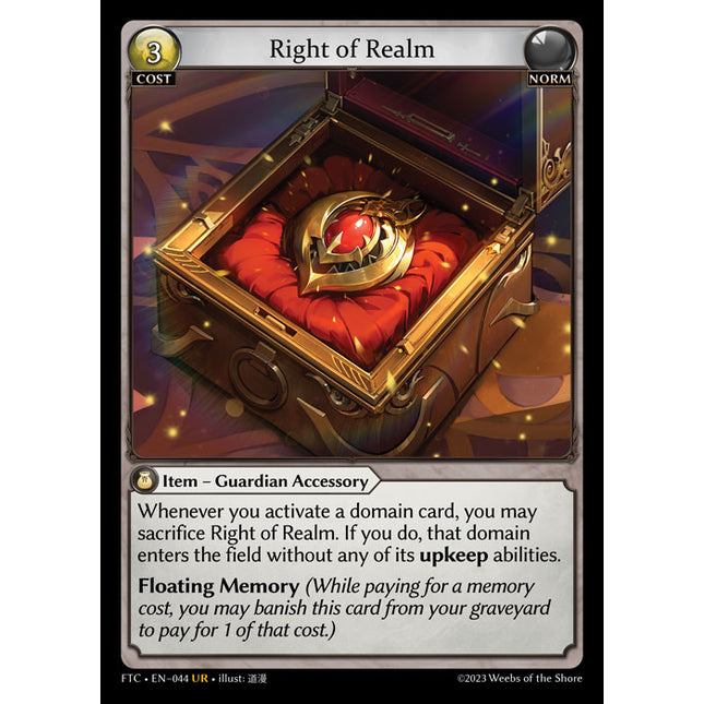 Right of Realm - FTC EN-044 - x1 - UR - NM - Non-Foil - Grand Archive TCG