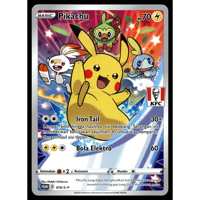 Pikachu - 016/S-P - PSA NM - Indonesian - KFC - Promo - Pokemon - A1-53