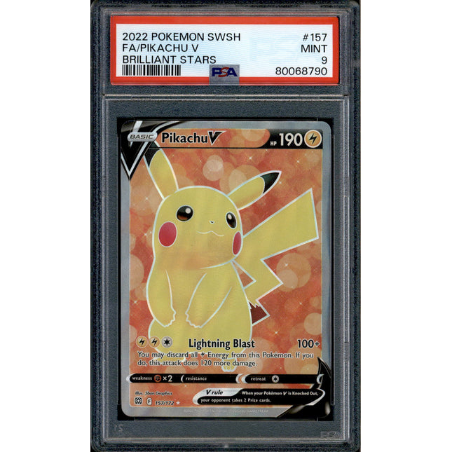 Pikachu V - 157/172 - PSA 9 - Full Art - Brilliant Stars - Pokemon - 68790