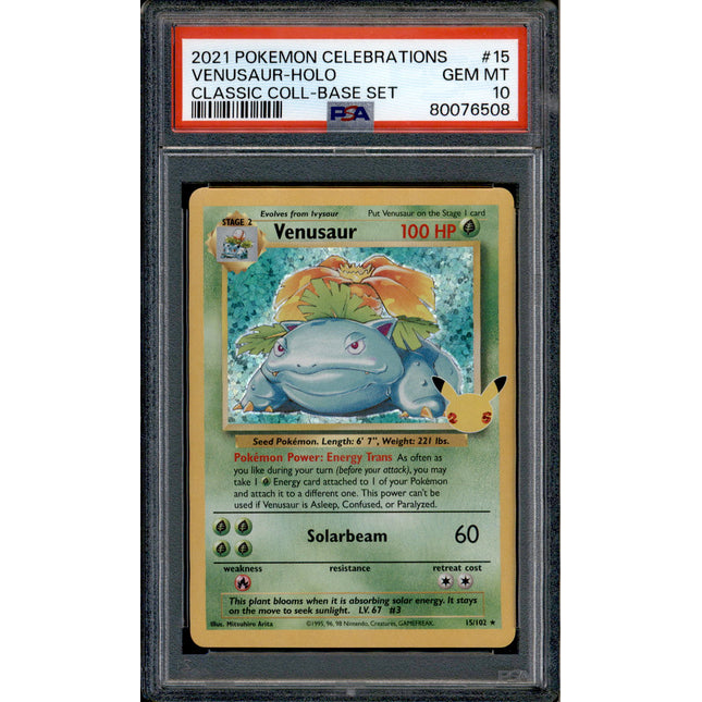 Venusaur - 15/102 - PSA 10 - Holo - Celebrations - Pokemon - 76508
