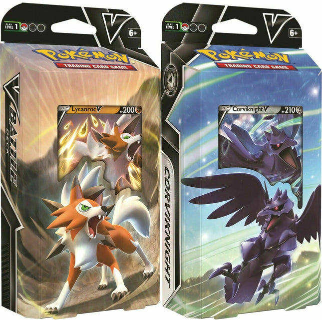 V Battle Deck - Preconstructed Theme Deck Display - 2 decks - Corviknight & Lycanroc